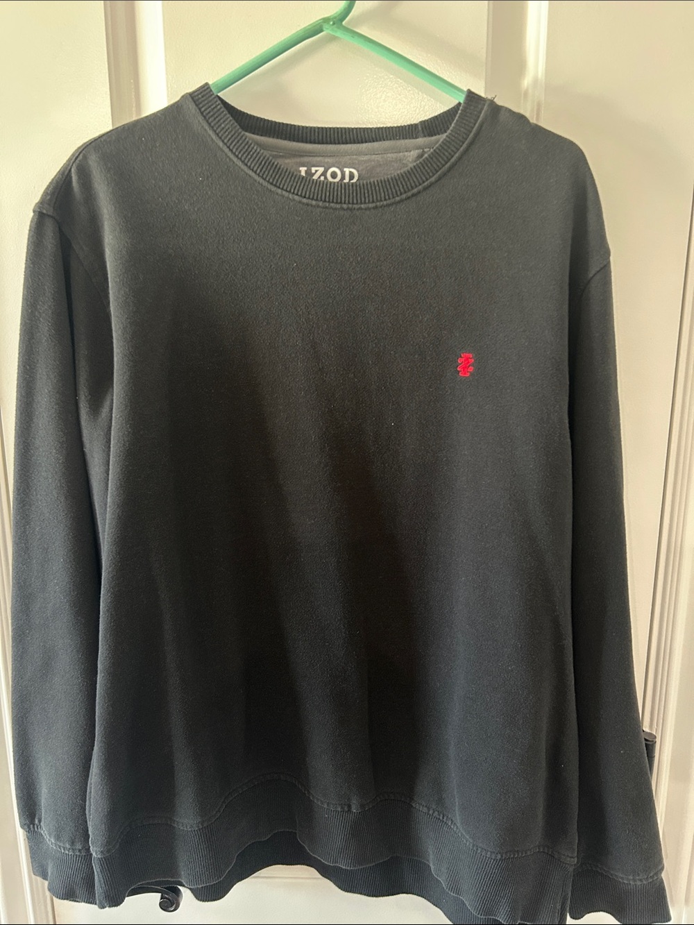Izod Black Crewneck Sweatshirt with Red Embroidered Logo